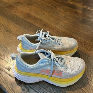 Hoka Light Blue and Yellow Running Shoes